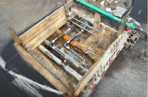 sizeless 3D point cloud of an open trench